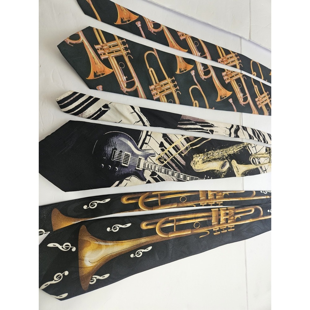 Three Vintage Musical Themed Trumpet Ties Ralph Marlin/Fratello/Je Suis Band - Picture 3 of 6